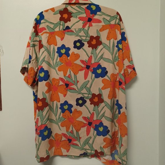 ASOS Design Bold Floral Top, Orange, Blue, Green, Size 1X - Picture 10 of 15